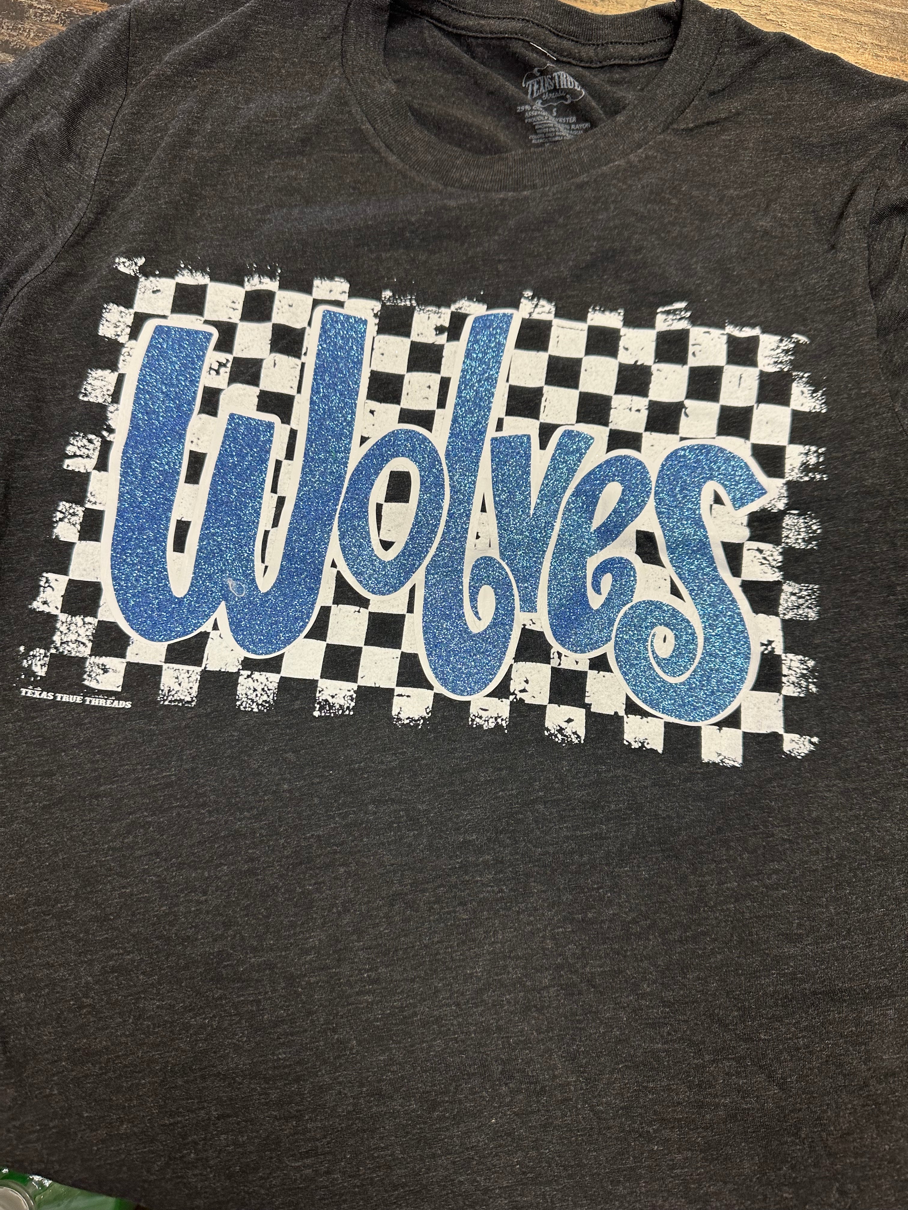 GAME DAY Checkered Mascot Tee - Wolves