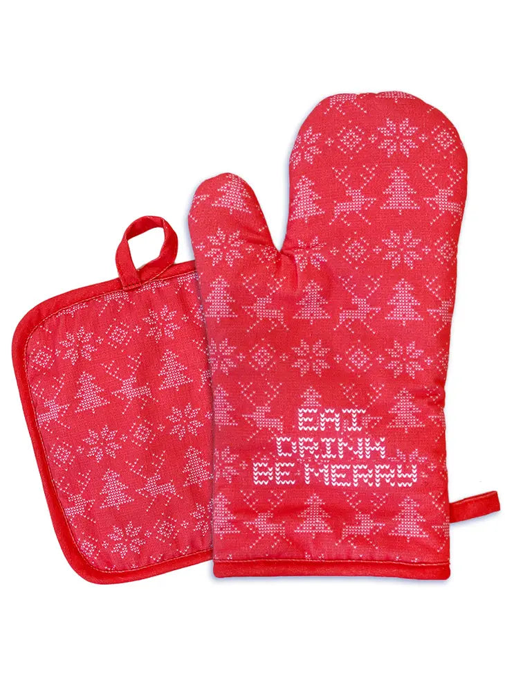 Be Merry Oven Mitt/ Pot Holder Set