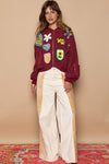 POL Patch embellishment sweater crop jacket