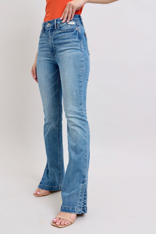 Judy Blue HW Tummy Control Vintage Wash Side Slit Slim Boot