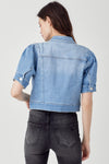 Risen Shirring Sleeve Crop Jacket - Curvy Size - 2 Colors