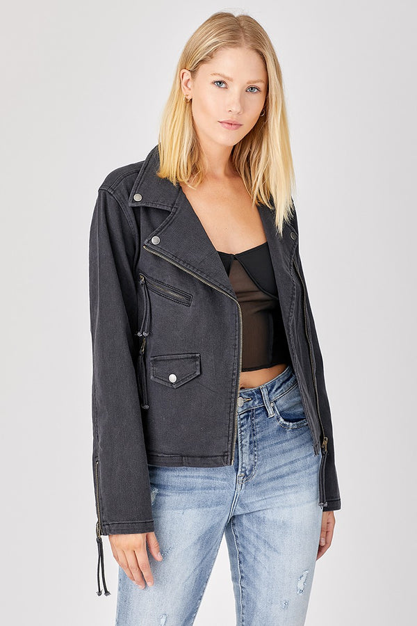 Risen Jeans Moto Jacket - Curvy Size