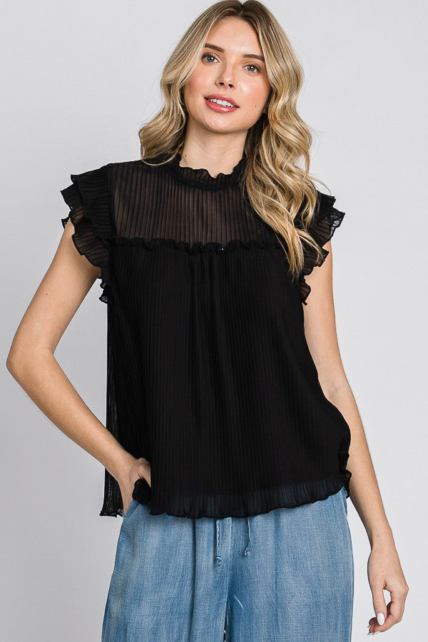 Pleated Sheer Top - Curvy Size
