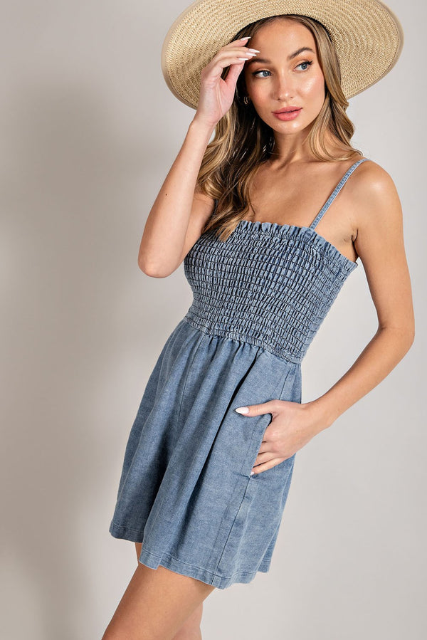 Mineral Washed Sleeveless Romper