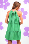 Sleeveless Double Gauze Tiered Halter Mini Dress - 2 Colors