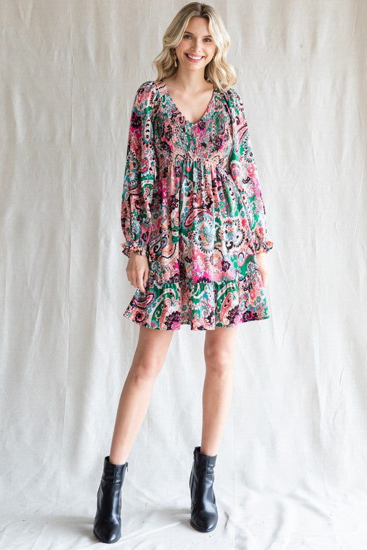 Paisley Print Chiffon Dress