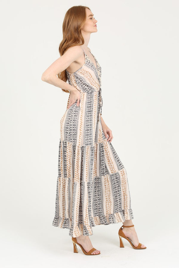 V-Neck Maxi Dress with Embroidery