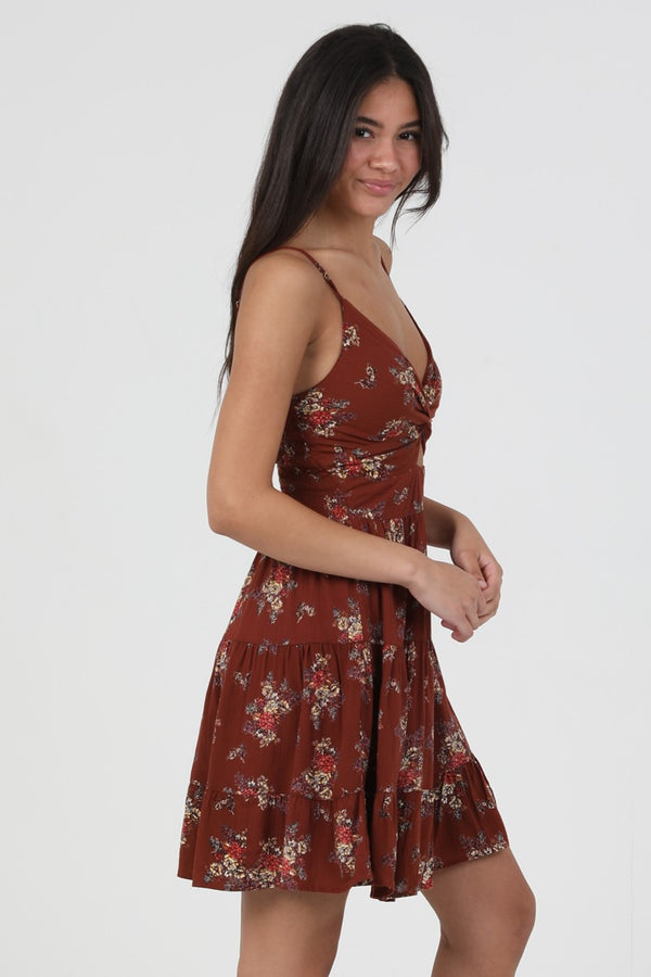 V-Neck Cutout Twist Front Sundress