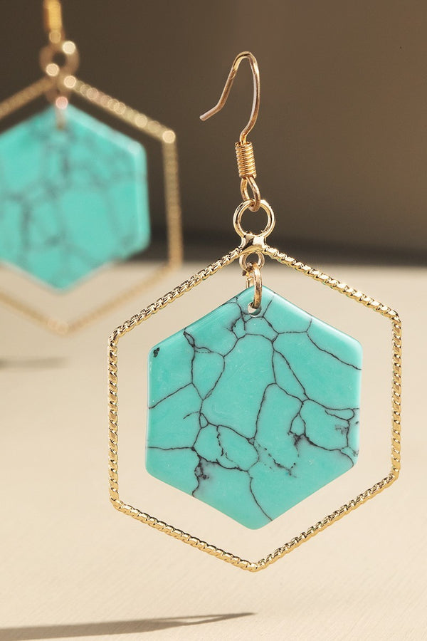 Hexagon Shaped Earrings - 4 Colors