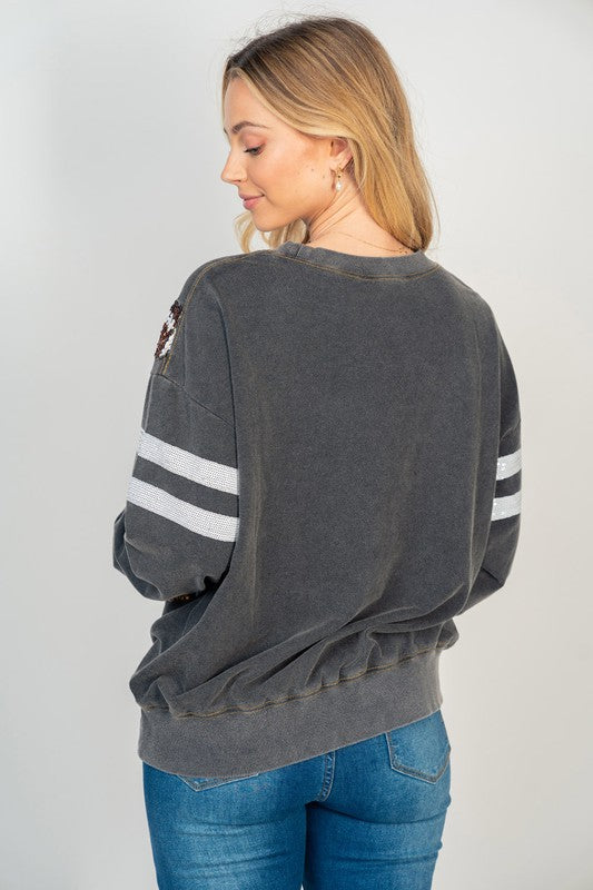 GAME DAY Football Sequin Sweatshirt- Curvy