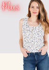 TOTE SUMMER  Floral print rib henley top - Curvy Size - 2 Colors