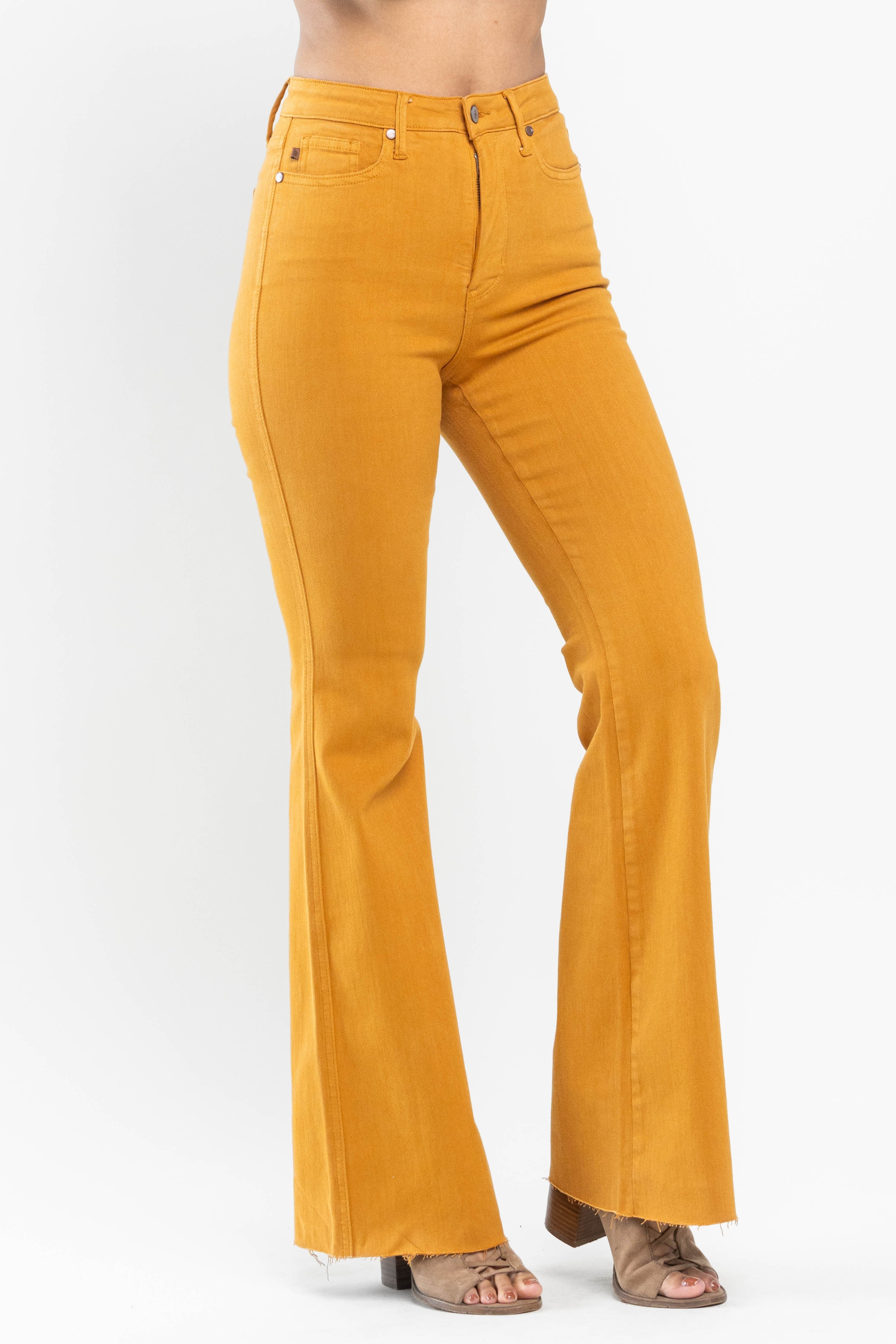 Judy Blue HW Tummy Control Marigold Dyed Flare