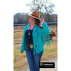 Rhinestone Fringe Turquoise Suede Jacket