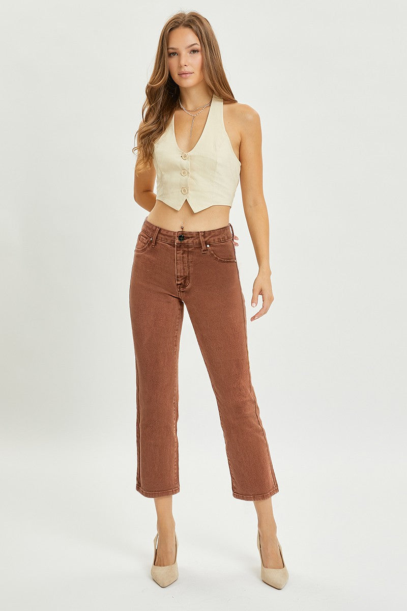 Risen Mid Rise Straight Crop Pants - Curvy Size