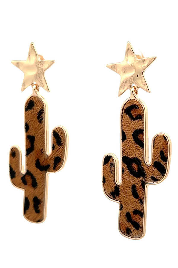 Leopard Cactus Earrings