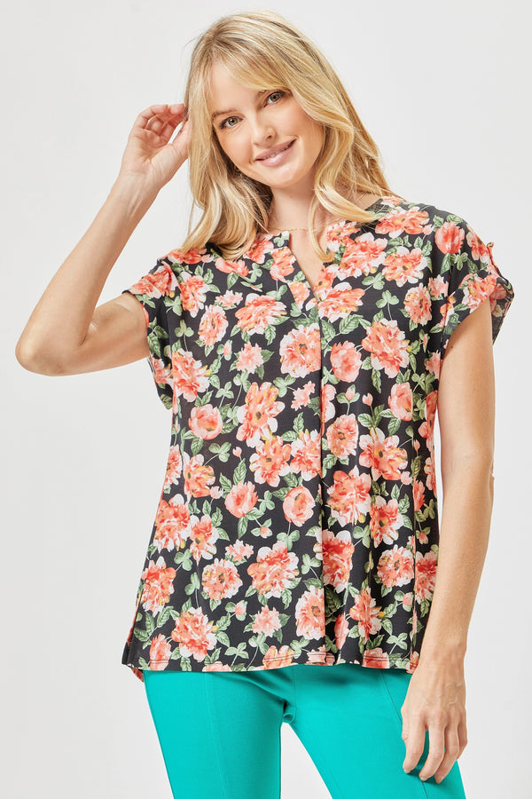 SALE Dear Scarlett Print Wrinkle Free Top - Curvy Size