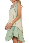 POL V-neck assymetrical Hem Dress - 2 Colors