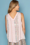 POL Oversize v-neck sleeveless lace trim floral top - 2 Colors