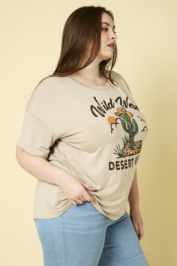 Short Sleeve Wild West Desert Vibes Top - Curvy Size