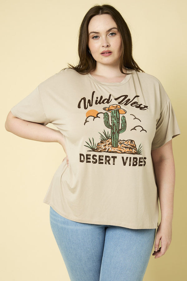 Short Sleeve Wild West Desert Vibes Top - Curvy Size