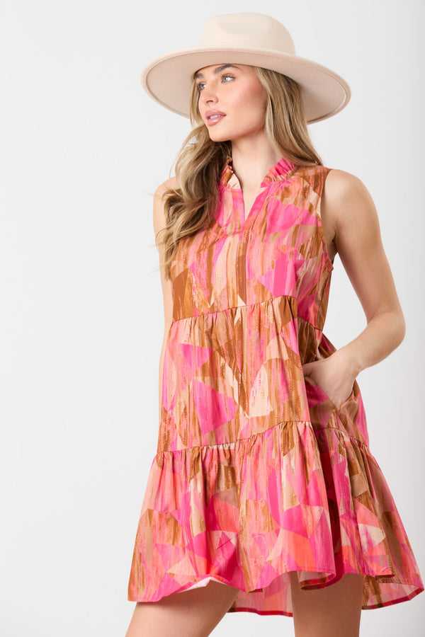 V-Neck Sleeveless Tiered Mini Dress