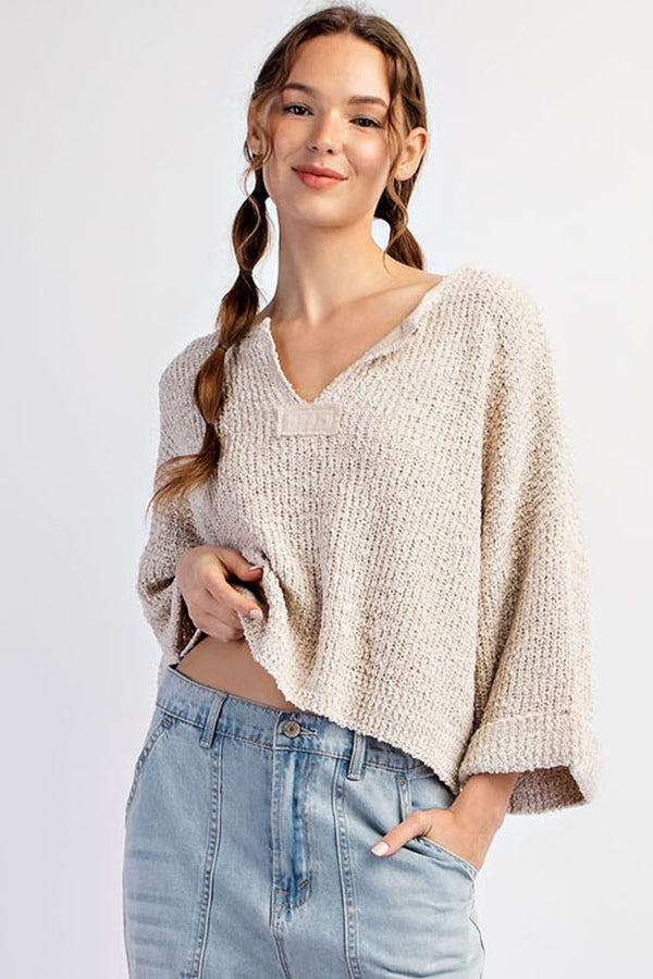 eesome Textured V-neck Long Sleeve Sweater - 2 Colors