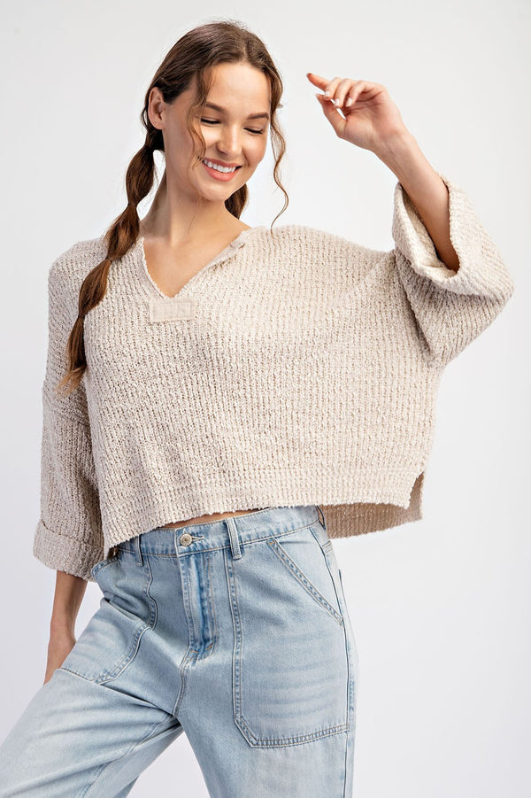 eesome Textured V-neck Long Sleeve Sweater - 2 Colors