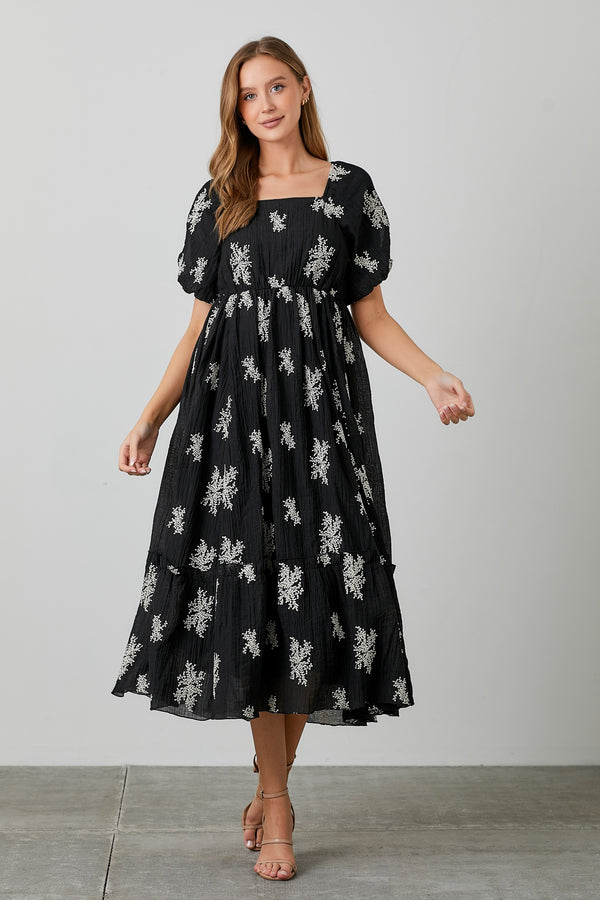 SALE Embroidered Sleeve Maxi Dress