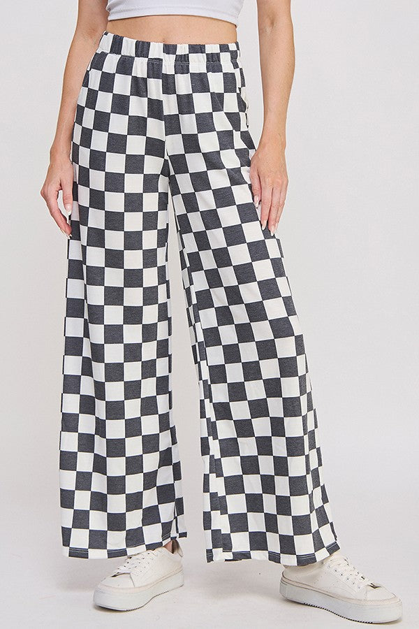 Jade By Jane High Waist Checkered Straight Leg Knit Pants - Curvy Size