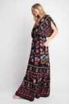 Easel Dolman Sleeve Printed Gauze Maxi Dress