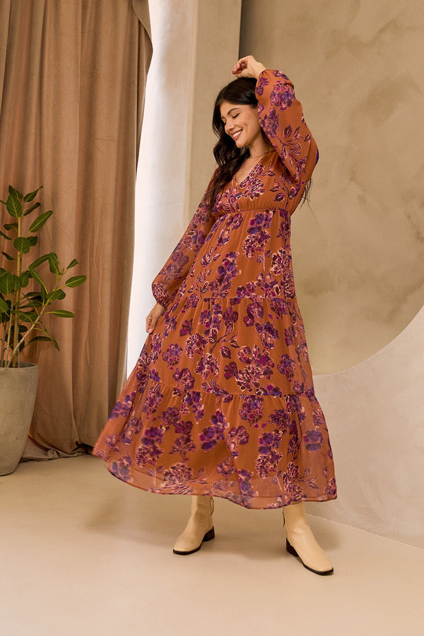 Gilli Tiered Floral Print Maxi Dress