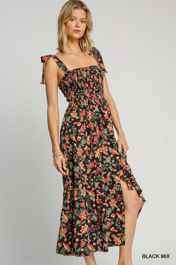 Umgee Floral Print Midi Dress