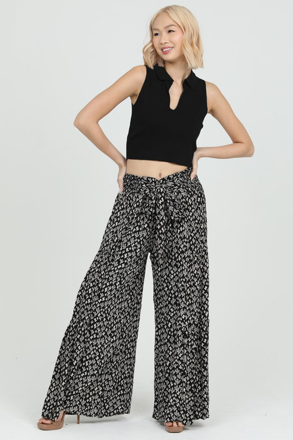 Angie Tie Waist Tiered Wide Leg Pant