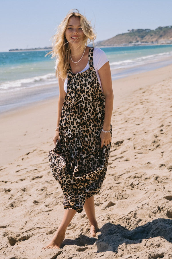 ODDI Leopard Printed overall Tiered Midi Dress with Pocket Detail - Curvy Size