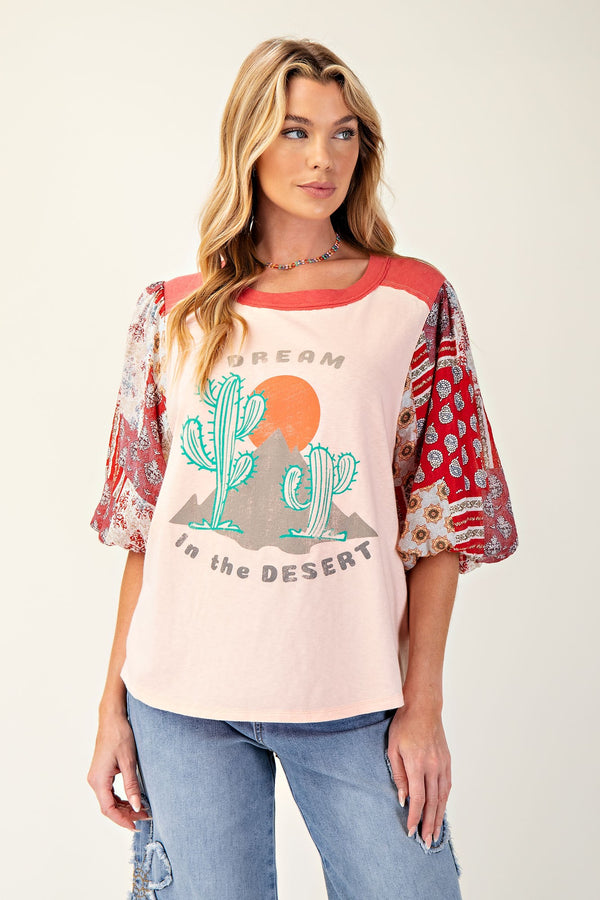 Easel Western Graphic Cotton Jersey Top