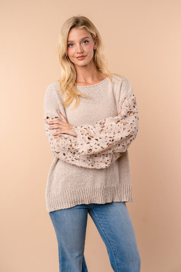 White Birch Long Sleeve Solid Knit Pullover - Curvy Size