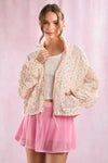 Peach Love Floral Prints Mesh Lace Trim Detail Windbreaker