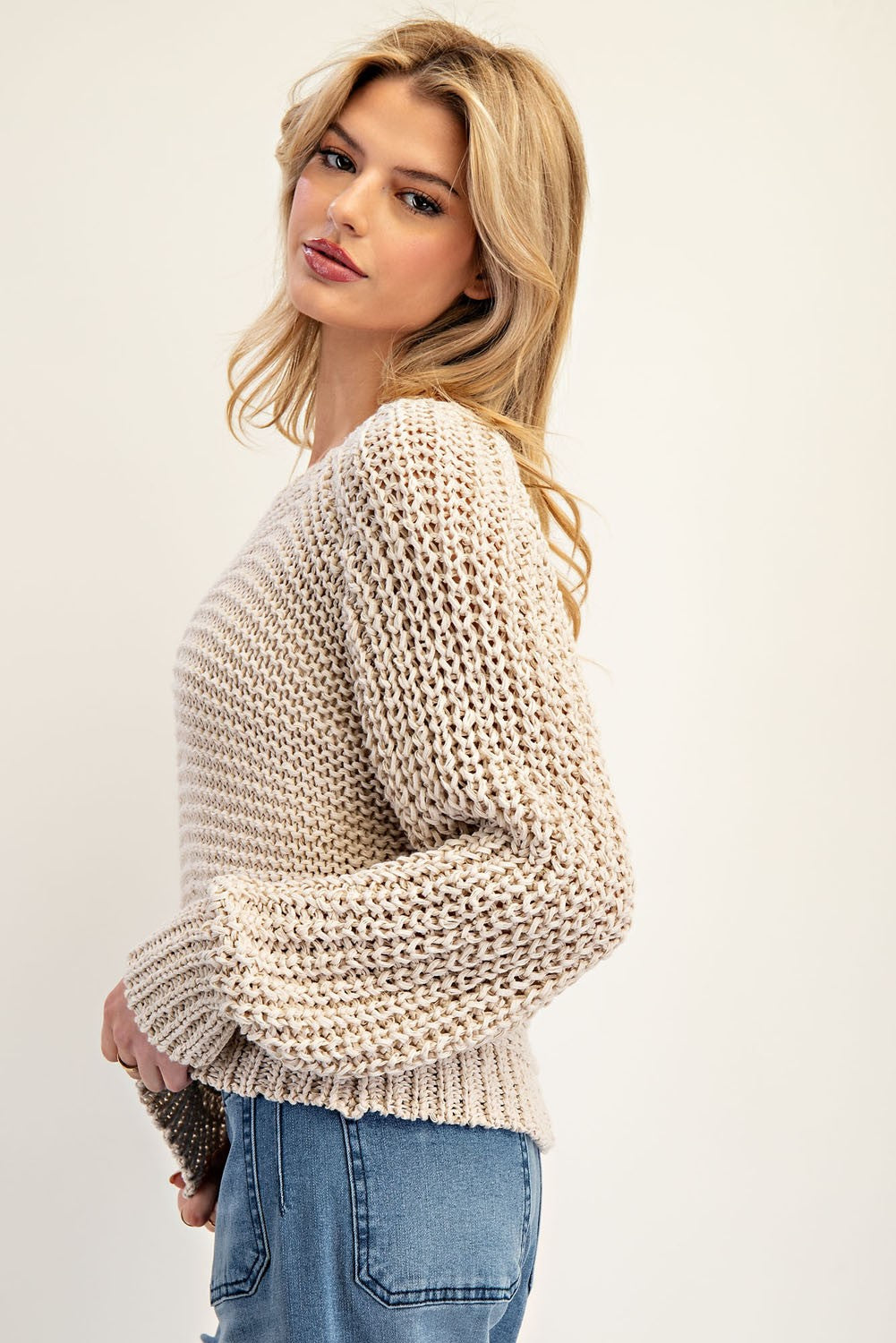 eesome Crochet Long Sleeve Sweater