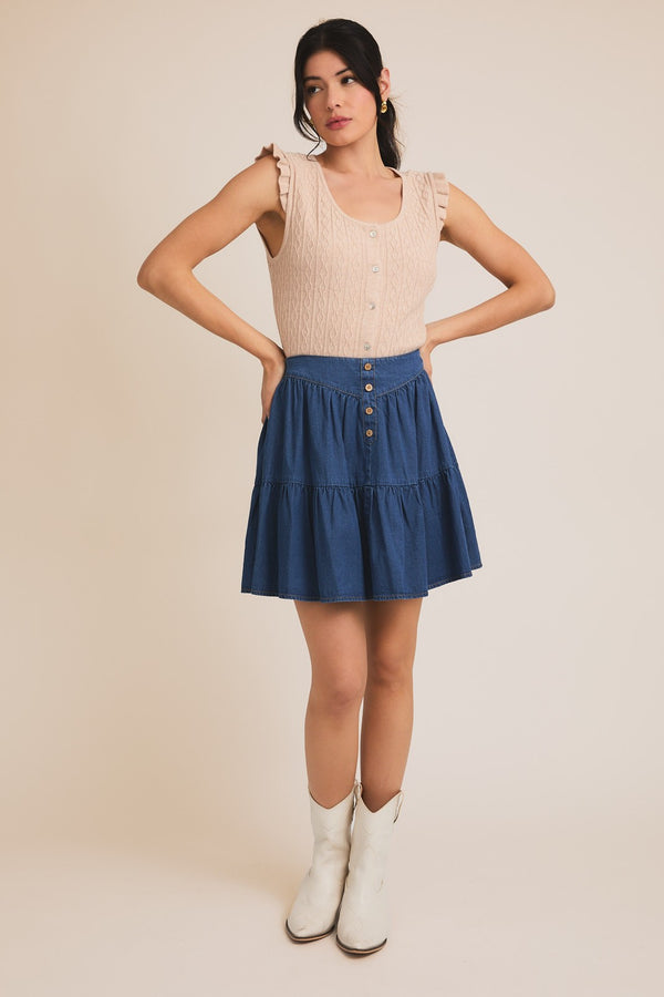 Gilli LT. Weight Denim Tiered Mini Skirt