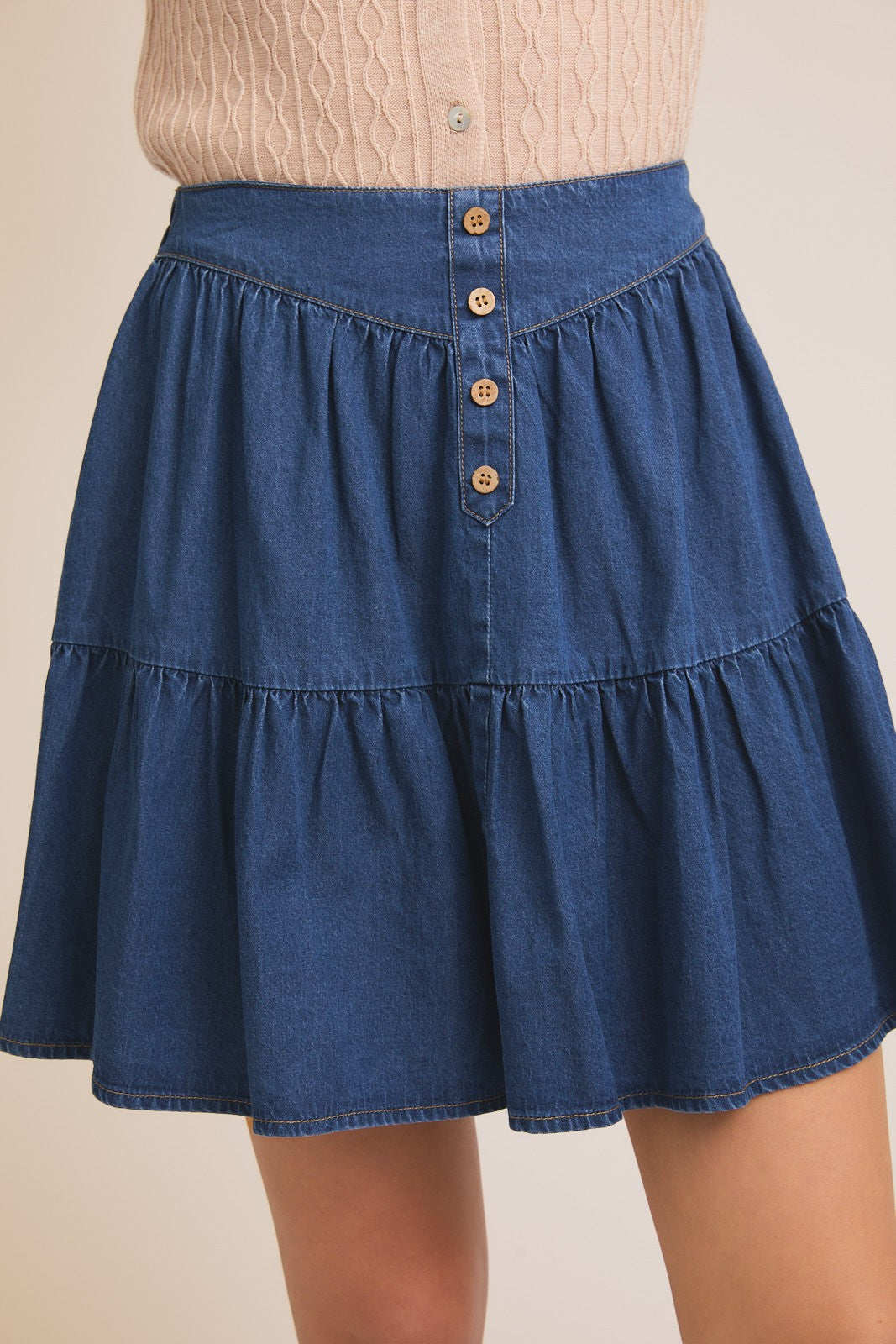 Gilli LT. Weight Denim Tiered Mini Skirt