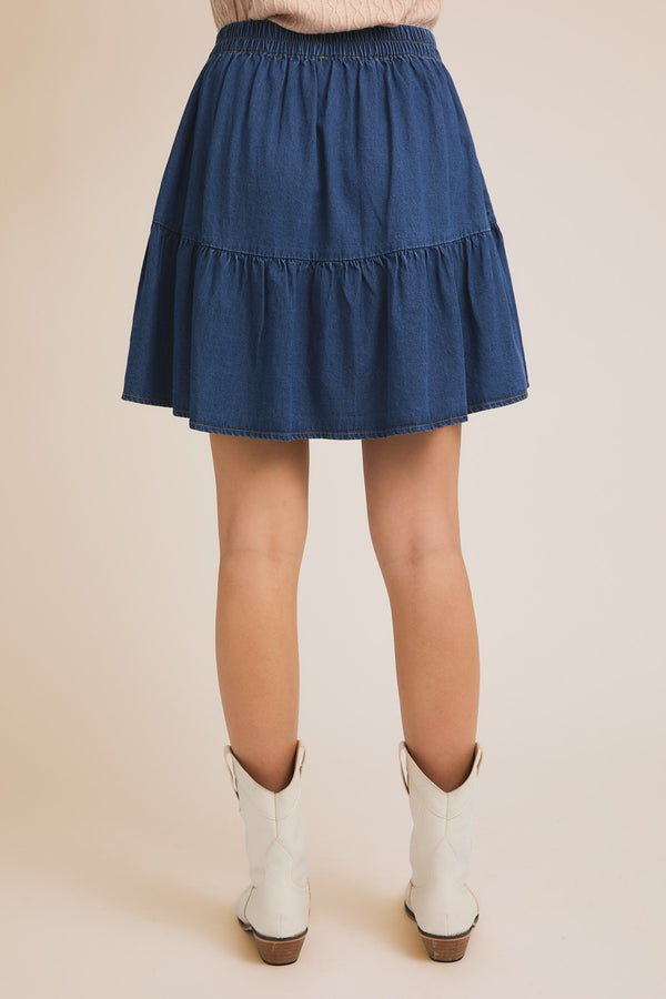 Gilli LT. Weight Denim Tiered Mini Skirt