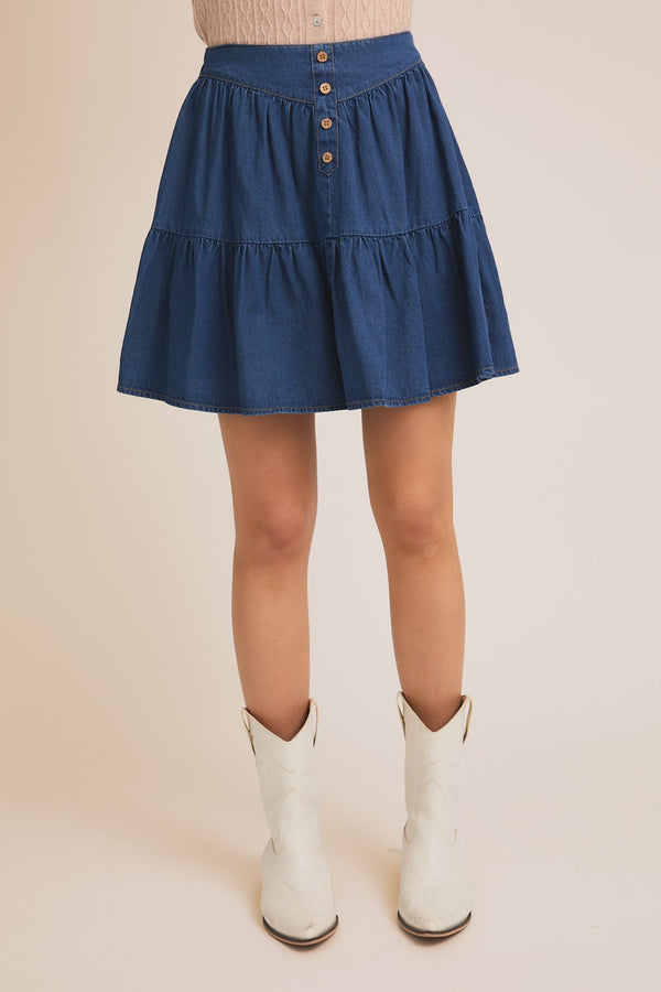 Gilli LT. Weight Denim Tiered Mini Skirt