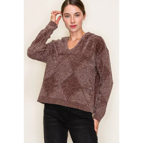 Textured Chenille Yarn Super Cozy Sweater Hoodie