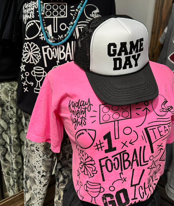 GAME DAY Football Icons Tee Neon Pink