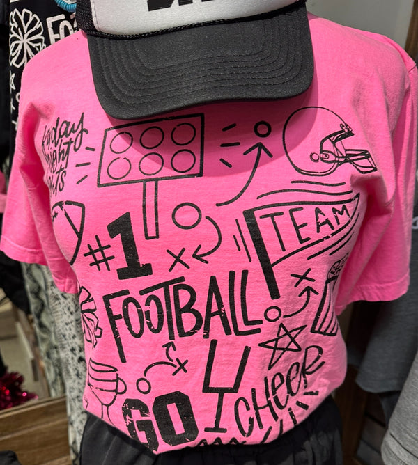 GAME DAY Football Icons Tee Neon Pink