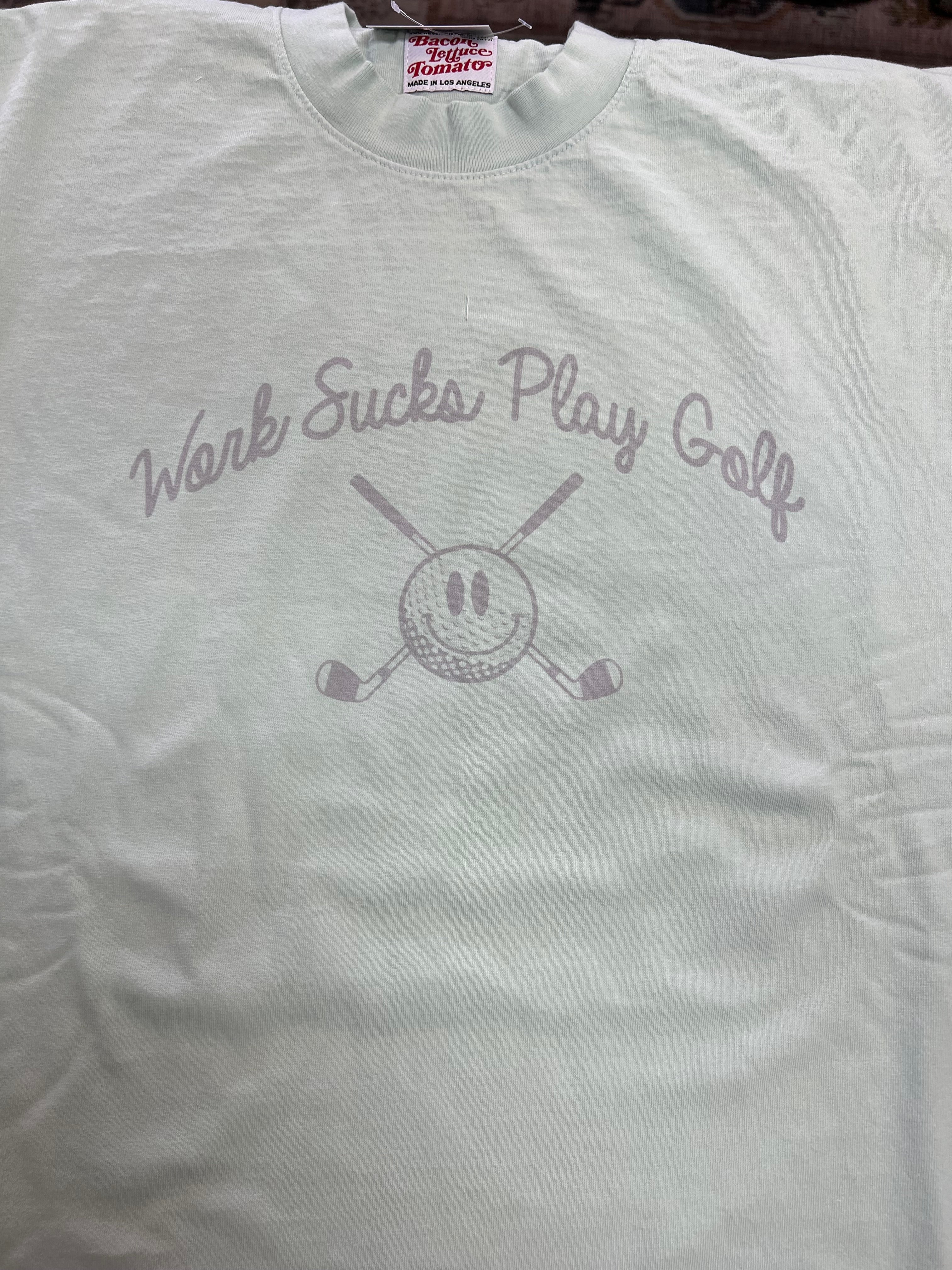 GAME DAY Work Sucks Play Golf Pigment Dye Oversized T Shirt