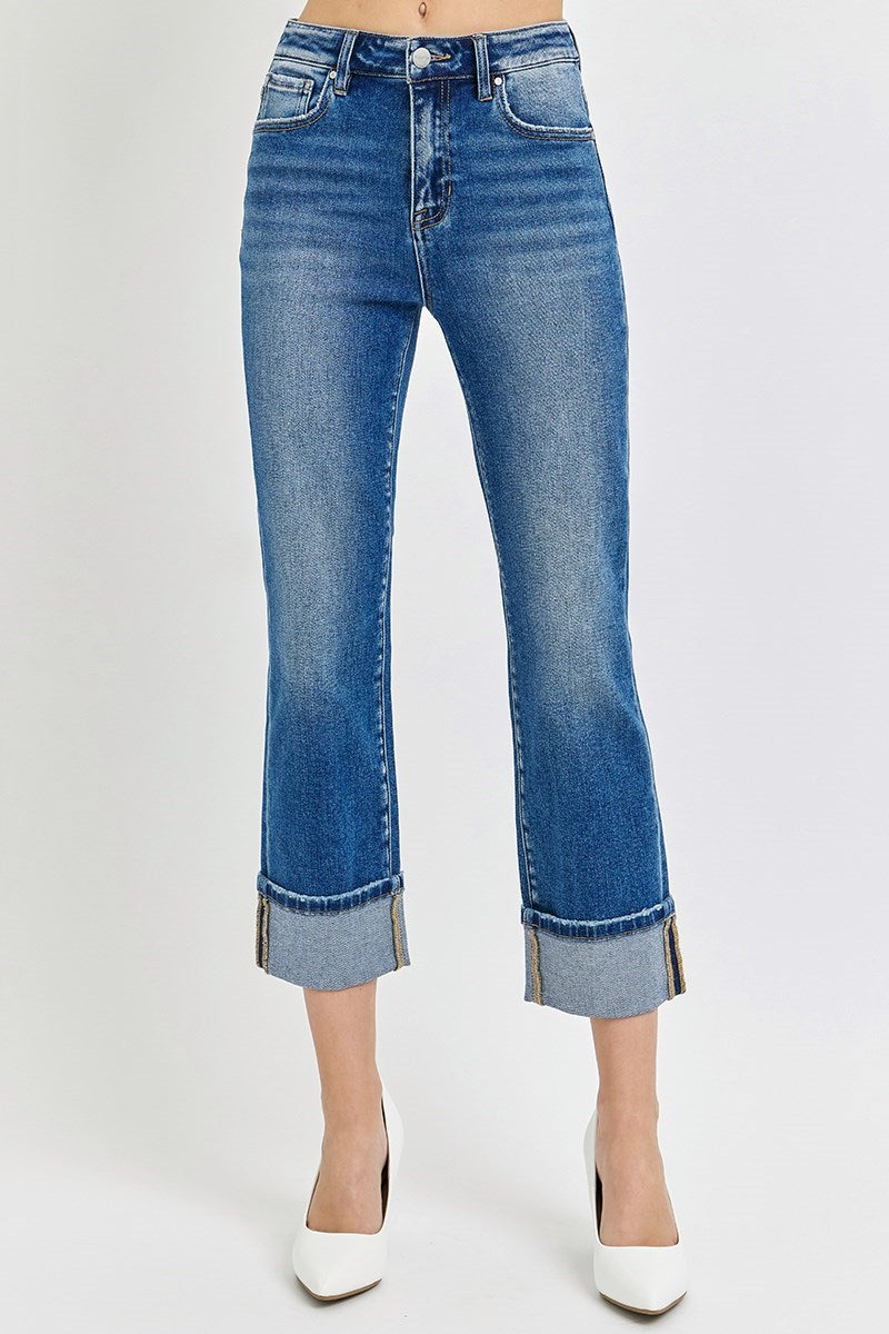 Risen High Rise Ankle Straight Jeans - Curvy Size