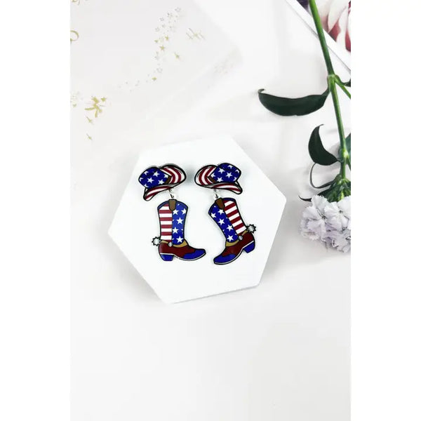 Cowboy Hat and Boots Printed Post Earring