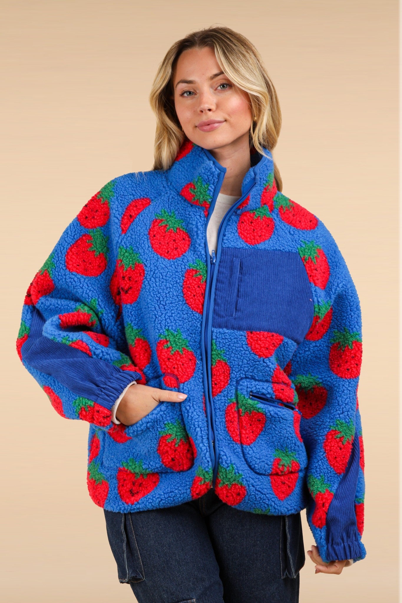 Strawberry 🍓 Printed Fleece Jacket