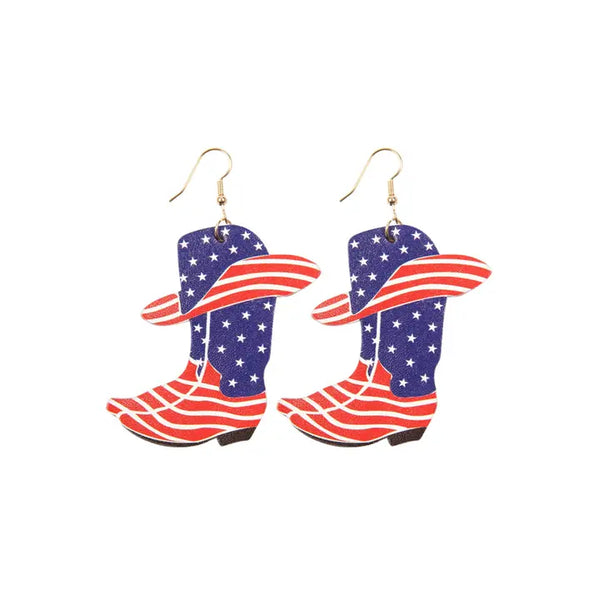 USA Accent Boots Leather Drop Earrings